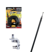 4ft Skipshooter Fiberglass CB Radio Antenna, DRX - 1518 Coax, & Bracket Combo - CB Radio Supply