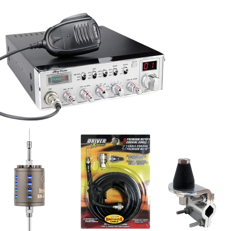 Ares II AM,FM,SSB 10 Meter CB Radio, Stryker SR - A10, DRX - 3402 Heavy Duty Antenna Mirror Mount, DRX - 1518 18 FOOT PREMIUM M213, Combo - CB Radio Supply