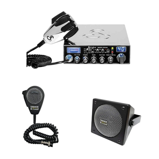 Cobra 29 LTD Chrome AM/FM CB Radio, DRX-9010 External Speaker, DRX-6560 4 Pin Noise Cancelling Dynamic Microphone, Combo - CB Radio Supply