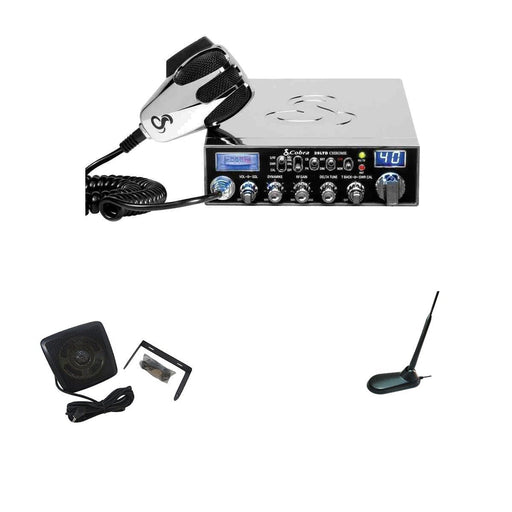 Cobra 29 LTD Chrome AM/FM CB Radio, Virginia CB Antenna, 3 Inch External Speaker, Combo - CB Radio Supply