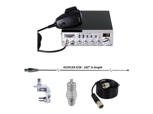 Cobra 29 LTD Classic AM/FM CB Radio, HUSTLER IC56 102" CB Radio Stainless Steel Whip Antenna & Installation Kit - 18' RG8X, Tie Down, Combo - CB Radio Supply