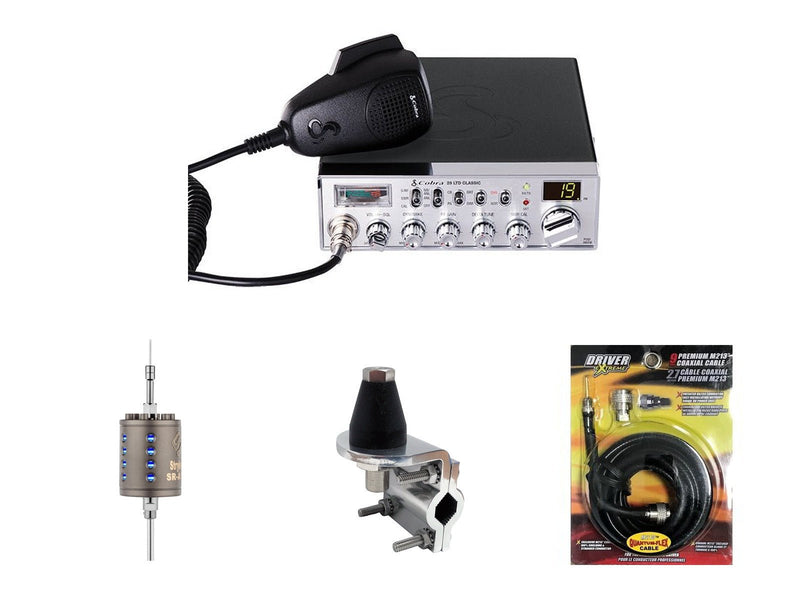 Cobra 29 LTD Classic AM/FM CB Radio, Stryker SR-A10, DRX-3402 Heavy Duty Antenna Mirror Mount, DRX-1518 18 FOOT PREMIUM M213, Combo - CB Radio Supply