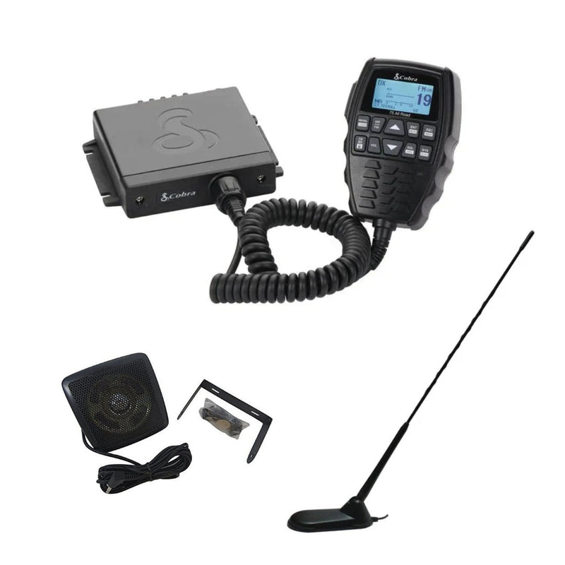 COBRA 75 ALL ROAD AM/FM CB RADIO, Virginia CB Antenna, 3 inch External Speaker Combo - CB Radio Supply