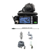 FCC President Harrison 40 Channel AM/FM CB Radio, HUSTLER IC56 102" CB Radio Stainless Steel Whip Antenna & Installation Kit - 18' RG8X, Tie Down, Combo - CB Radio Supply