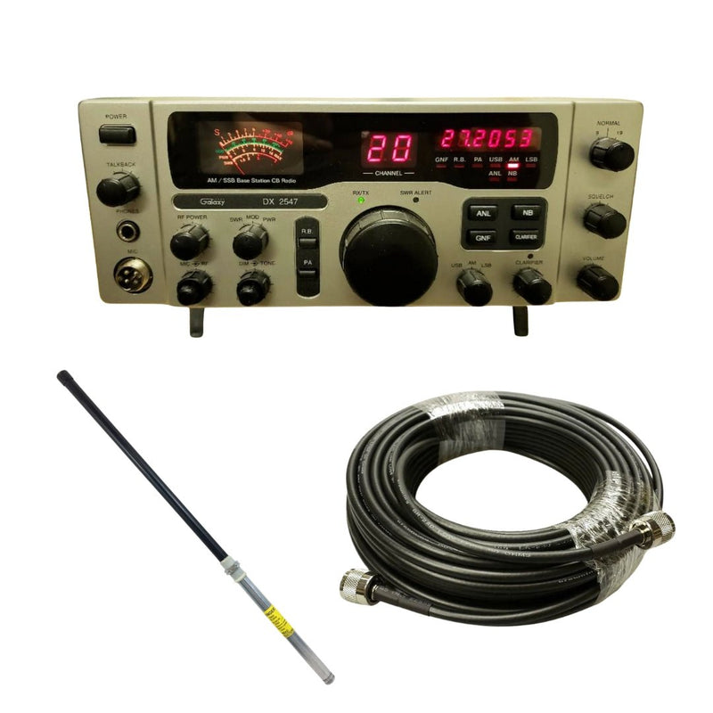 Galaxy DX 2547 CB Base Station, Procomm PT - 3 Portable No Ground Base Station Antenna, Tram Browning BR 240 LMR240 Type 50ft Ham Radio Base Coax Cable, Combo - CB Radio Supply