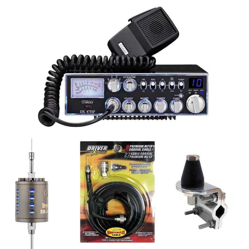 Galaxy DX - 47HP 10 Meter CB Radio, Stryker SR - A10, DRX - 3402 Heavy Duty Antenna Mirror Mount, DRX - 1518 18 FOOT PREMIUM M213, Combo - CB Radio Supply