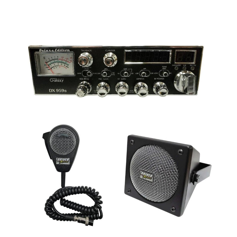 Galaxy DX 959B CB Radio, DRX - 9010 External Speaker, DRX - 6560 4 Pin Noise Cancelling Dynamic Microphone, Combo - CB Radio Supply