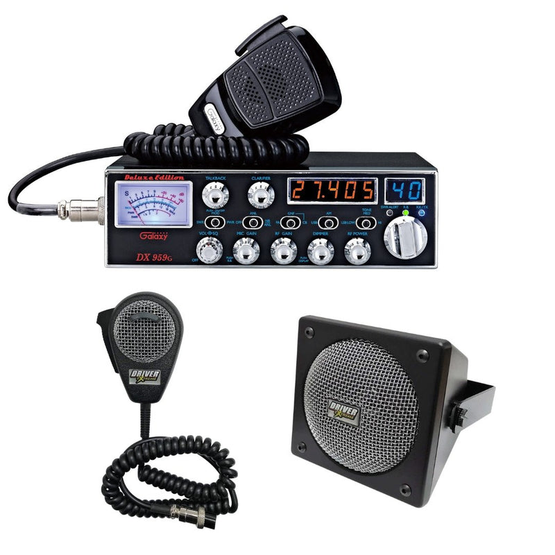 Galaxy DX 959G SSB CB Radio, DRX - 9010 External Speaker, DRX - 6560 4 Pin Noise Cancelling Dynamic Microphone, Combo - CB Radio Supply