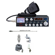 Galaxy DX 959G SSB CB Radio, HUSTLER IC56 102" CB Radio Stainless Steel Whip Antenna & Installation Kit - 18' RG8X, Tie Down, Combo - CB Radio Supply