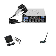 Cobra 29 LTD Chrome AM/FM CB radio combo with President Virginia magnet-mount antenna and 3-inch external speaker