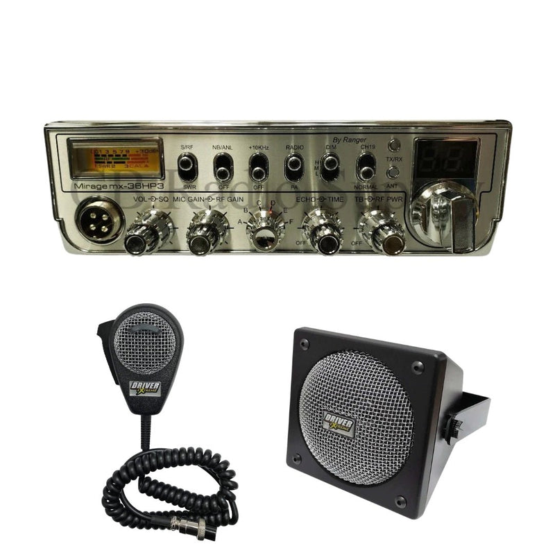 Mirage MX36HP3 10 Meter CB Radio, DRX - 9010 External Speaker, DRX - 6560 4 Pin Noise Cancelling Dynamic Microphone, Combo - CB Radio Supply