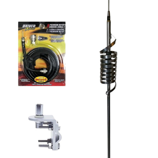 Monkey Made MM9 CB Radio Antenna, DRX - 1518 Coax, & Bracket Combo - CB Radio Supply