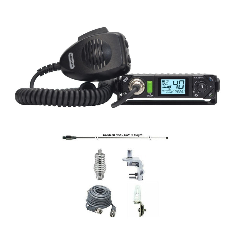 President Bill III FCC + Hustler IC56 102-Inch Whip Installation Kit - CB Radio Supply