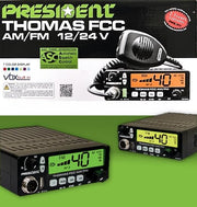 President Thomas 40 Channel AM/FM CB Radio, Virginia CB Antenna, 3 inch External Speaker Combo - CB Radio Supply