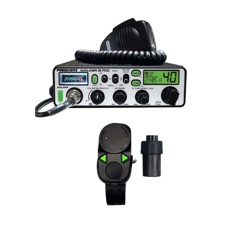 President Walker III AM/FM CB Radio, PRESIDENT BT MIKE BLUETOOTH CB RADIO MICROPHONE Combo - CB Radio Supply