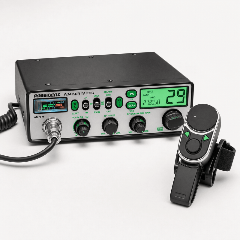 President Walker IV FCC AM/FM CB Radio + President BT Mike Bluetooth Microphone Combo - CB Radio Supply