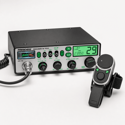 President Walker IV FCC AM/FM CB Radio + President BT Mike Bluetooth Microphone Combo - CB Radio Supply