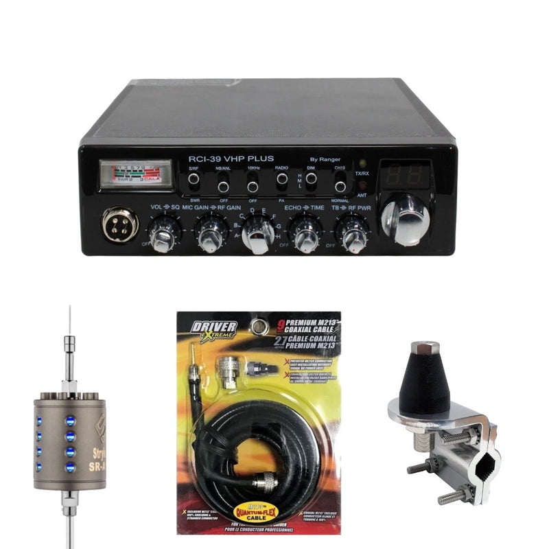 Ranger RCI - 39VHP - PLUS 10 Meter CB Radio, Stryker SR - A10, DRX - 3402 Heavy Duty Antenna Mirror Mount, DRX - 1518 18 FOOT PREMIUM M213, Combo - CB Radio Supply