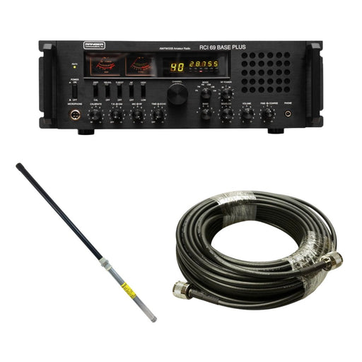 Ranger RCI - 69 Base Plus Plus 10 Meter Radio, Procomm PT - 3 Portable No Ground Base Station Antenna, Tram Browning BR 240 LMR240 Type 50ft Coax, Combo - CB Radio Supply