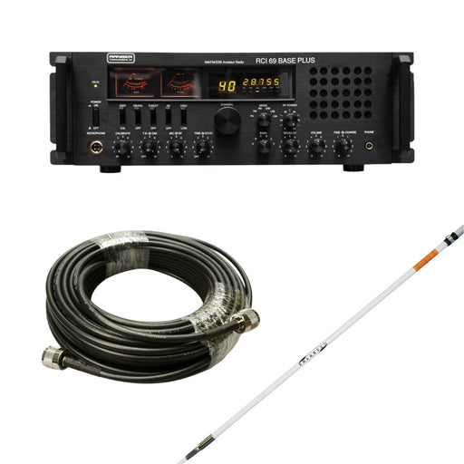 Ranger RCI - 69 Base Plus Plus 10 Meter Radio, Solarcon A - 99 Base Station Antenna, Tram Browning BR 240 LMR240 Type 50ft Ham Radio Base Coax Cable, Combo - CB Radio Supply