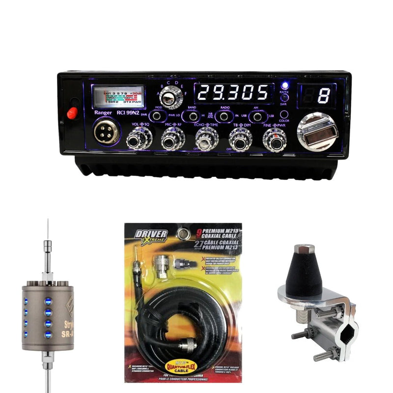 Ranger RCI - 99N2 200 Watt SSB/AM 10 Meter CB Radio, Stryker SR - A10, DRX - 3402 Heavy Duty Antenna Mirror Mount, DRX - 1518 18 FOOT PREMIUM M213, Combo - CB Radio Supply