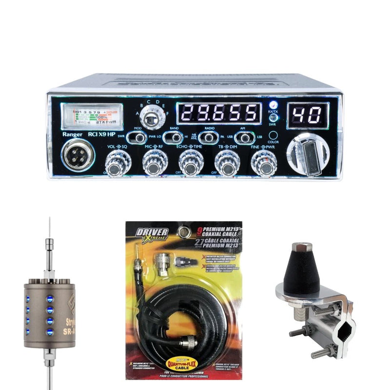 RANGER RCI - X9HP 10 Meter CB Radio, Stryker SR - A10, DRX - 3402 Heavy Duty Antenna Mirror Mount, DRX - 1518 18 FOOT PREMIUM M213, Combo - CB Radio Supply