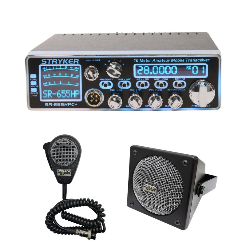 Stryker SR - 655HPC+ 10 Meter CB Radio, DRX - 9010 External Speaker, DRX - 6560 4 Pin Noise Cancelling Dynamic Microphone, Combo - CB Radio Supply