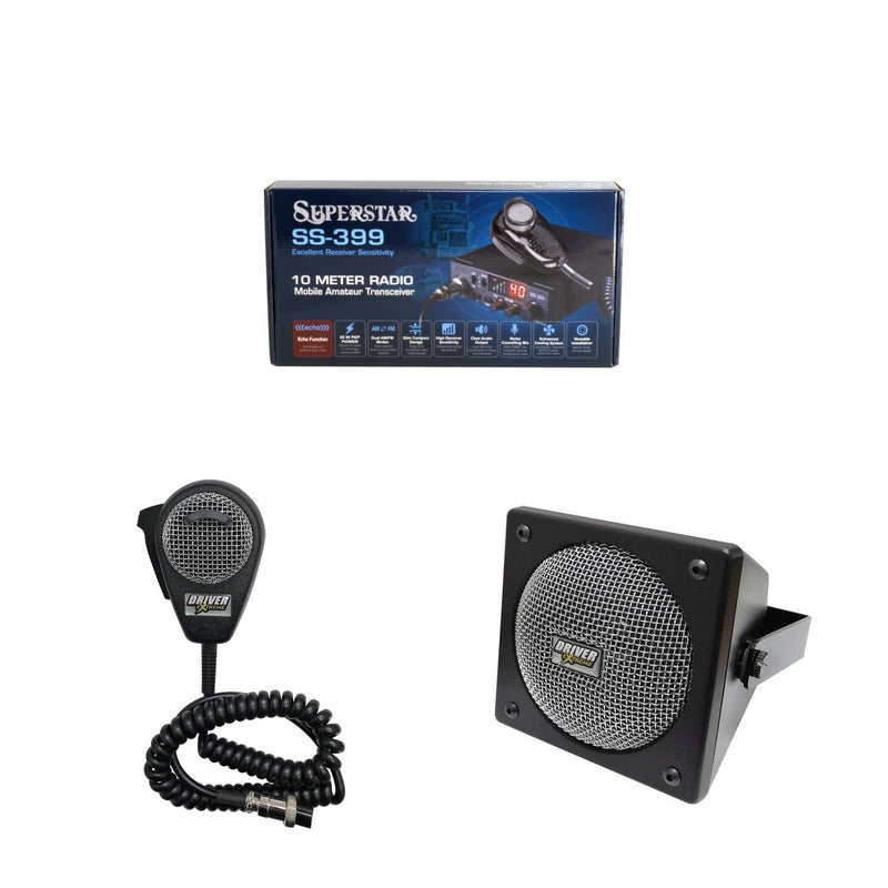 SuperStar SS-399 + DRX-6560 Noise-Cancelling Mic + DRX-9010 External Speaker Audio Combo - CB Radio Supply