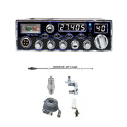 Texas Ranger TRE Top One AM/SSB CB Radio, HUSTLER IC56 102" CB Radio Stainless Steel Whip Antenna & Installation Kit - 18' RG8X, Tie Down, Combo - CB Radio Supply