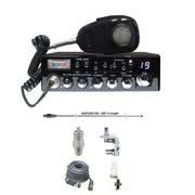 Texas Ranger TRE292 40 Channel CB Radio, HUSTLER IC56 102" CB Radio Stainless Steel Whip Antenna & Installation Kit - 18' RG8X, Tie Down, Combo - CB Radio Supply