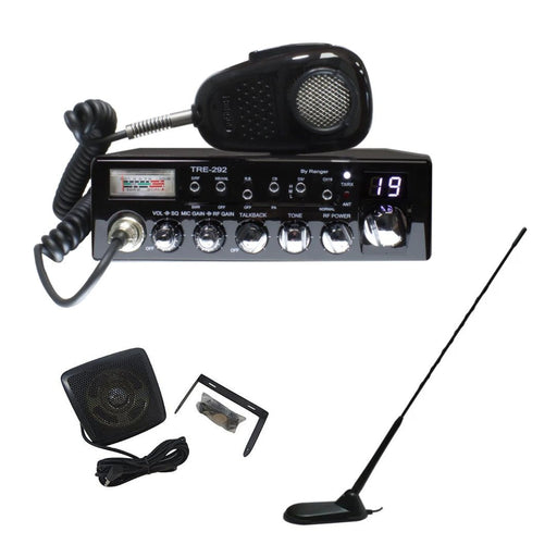 Texas Ranger TRE292 40 Channel CB Radio, Virginia CB Antenna, 3 inch External Speaker Combo - CB Radio Supply