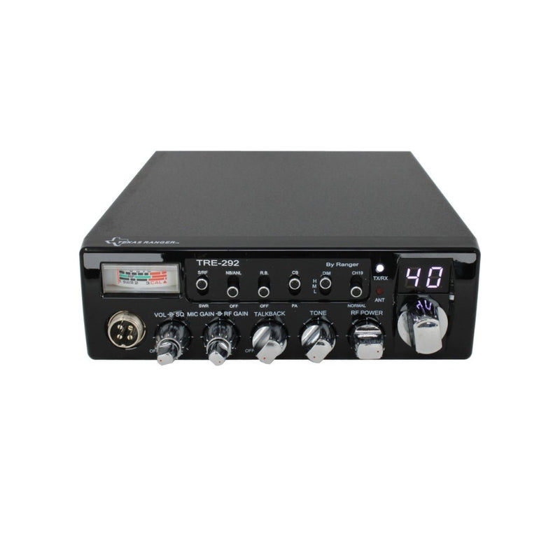 Texas Ranger TRE292 40 Channel CB Radio, Virginia CB Antenna, 3 inch External Speaker Combo - CB Radio Supply