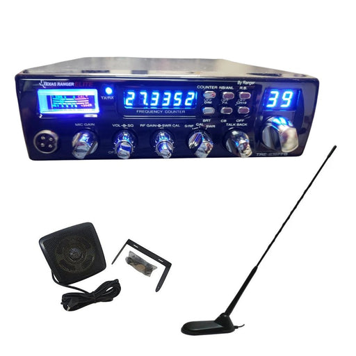 Texas Ranger TRE936FFB CB Radio, Virginia CB Antenna, 3 inch External Speaker Combo - CB Radio Supply