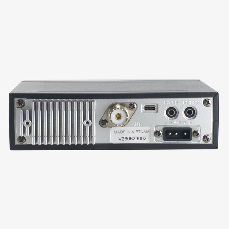 Texas Ranger TRE-2617 rear antenna, programming, external speaker, PA and DC power connections