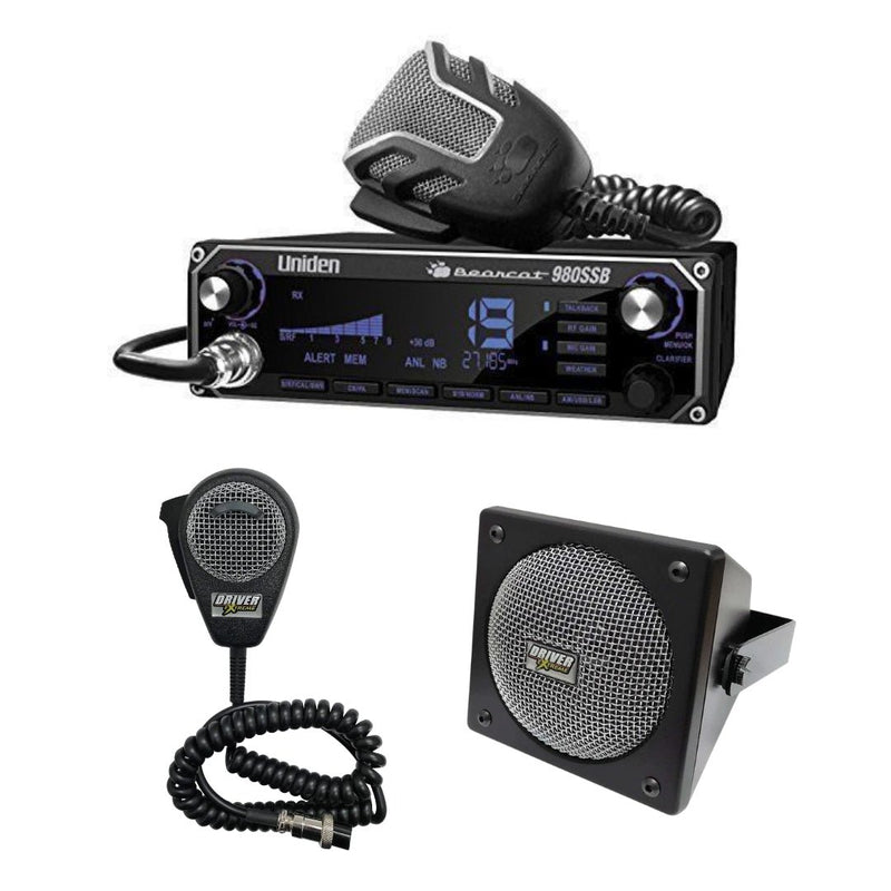 Uniden BC - 980 AM/SSB Bearcat CB Radio, DRX - 9010 External Speaker, DRX - 6560 4 Pin Noise Cancelling Dynamic Microphone, Combo - CB Radio Supply