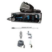 UNIDEN Bearcat 880 FM, HUSTLER IC56 102" CB Radio Stainless Steel Whip Antenna & Installation Kit - 18' RG8X, Tie Down, Combo - CB Radio Supply