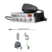 Uniden PC68LTX CB Radio, HUSTLER IC56 102" CB Radio Stainless Steel Whip Antenna & Installation Kit - 18' RG8X, Tie Down, Combo - CB Radio Supply