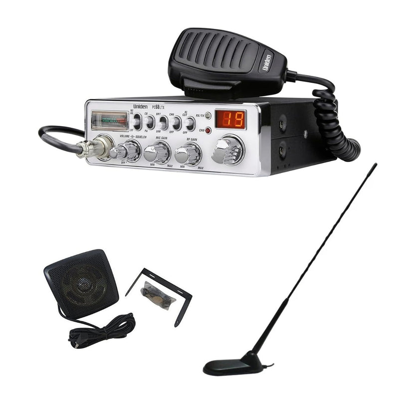 Uniden PC68LTX CB Radio, Virginia CB Antenna, 3 inch External Speaker Combo - CB Radio Supply