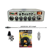 Uniden PC78LTX CB Radio, Hustler IC56 102 Inch Whip, Antenna Mirror Mount, Barrel Spring, Coax Cable, Bundle - CB Radio Supply