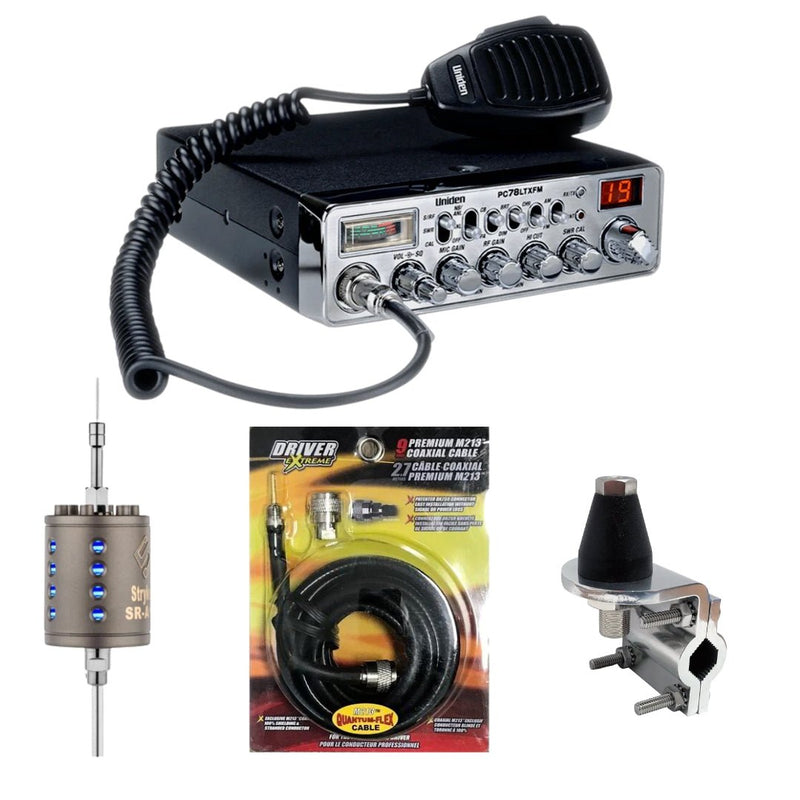 Uniden PC78LTX FM CB Radio, Stryker SR - A10, DRX - 3402 Heavy Duty Antenna Mirror Mount, DRX - 1518 18 FOOT PREMIUM M213, Combo - CB Radio Supply