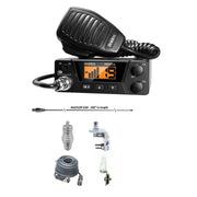 Uniden Pro 505 XL CB Radio, HUSTLER IC56 102" CB Radio Stainless Steel Whip Antenna & Installation Kit - 18' RG8X, Tie Down, Combo - CB Radio Supply
