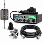 President Walker IV FCC CB Radio with Stryker SR-A10 antenna, DRX-3402 heavy-duty mirror mount, and DRX-1518 18-foot premium coax cable combo