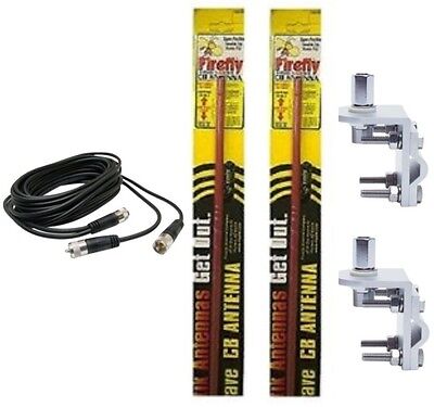CB Antenna Kit - Firestik FL-3 Red Dual Antenna RG59U Cophase Coax & Brackets Combo - CB Radio Supply