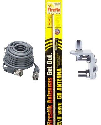 CB Antenna Kit - Firestik FL-3 White Single Antenna RG8X Coax & Bracket Combo - CB Radio Supply