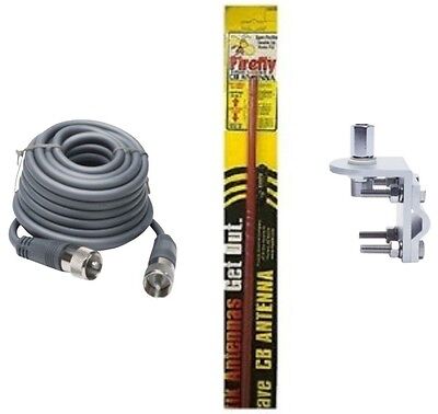 CB Antenna Kit - Firestik FL-4 Red Single Antenna RG8X Coax & Bracket Combo - CB Radio Supply