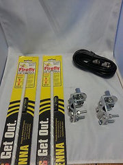 CB Antenna Kit - Firestik FL-4 White Dual Antenna RG59U Cophase Coax & Brackets Combo - CB Radio Supply