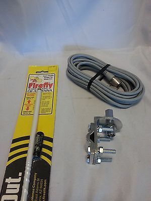 CB Antenna Kit - Firestik FL-4 White Single Antenna RG8X Coax & Bracket Combo - CB Radio Supply