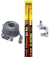 CB Antenna Kit - Firestik FS-3 Red Single Antenna RG8X Coax & Bracket Combo - CB Radio Supply