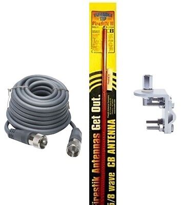 CB Antenna Kit - Firestik FS-3 Red Single Antenna RG8X Coax & Bracket Combo - CB Radio Supply