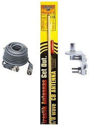 CB Antenna Kit - Firestik FS-3 White Single Antenna RG8X Coax & Bracket Combo - CB Radio Supply